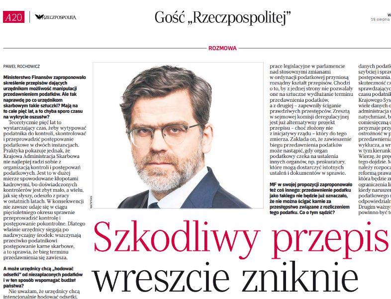 Szkodliwy przepis ordynacji podatkowej wreszcie zniknie – komentarz Andrzeja Ladzińskiego w Rzeczpospolitej